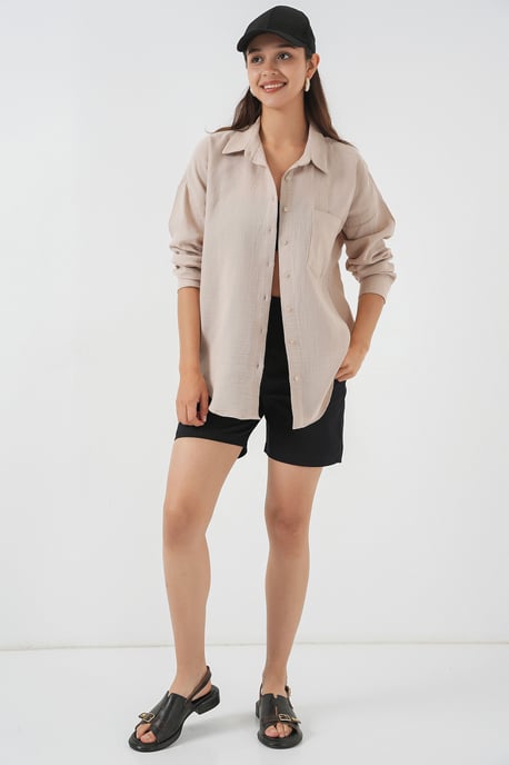 Oversized Hemd aus Leinenmischung mit TaschenDETAILS - Image 2