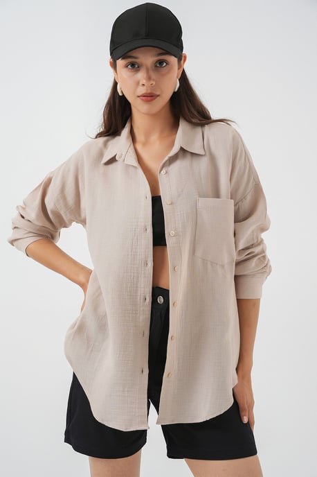 Oversized Hemd aus Leinenmischung mit TaschenDETAILS - Image 4