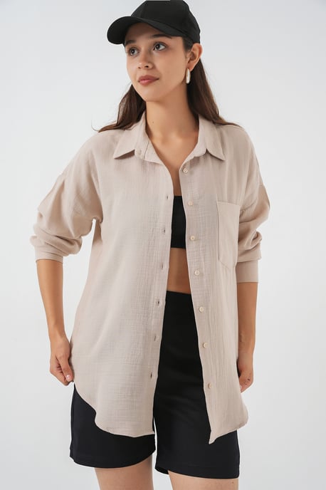 Oversized Hemd aus Leinenmischung mit TaschenDETAILS - Image 5
