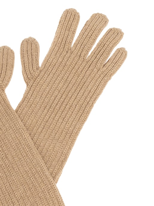 Zweifarbige, gerippte lange Handschuhe - Image 3
