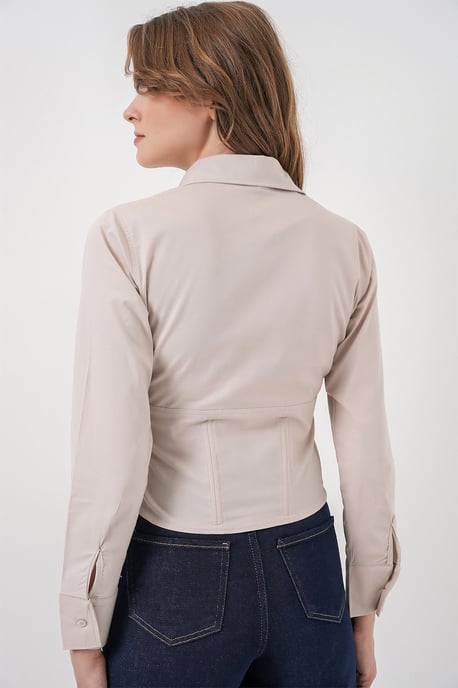 Tailliertes Popeline-Button-Up Kurzhemd - Image 5