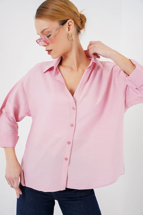 Texturierte Web-Button-Up-Bluse - Image 1