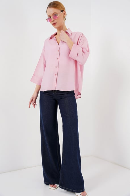 Texturierte Web-Button-Up-Bluse - Image 2