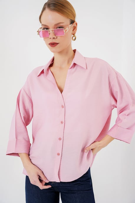 Texturierte Web-Button-Up-Bluse - Image 4