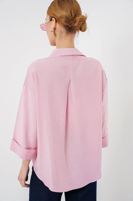 Texturierte Web-Button-Up-Bluse - Image 6