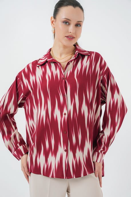 Muster Oversized Hemd mit Knopfverschluss - Image 1
