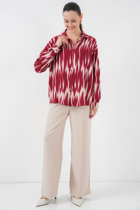 Muster Oversized Hemd mit Knopfverschluss - Image 2