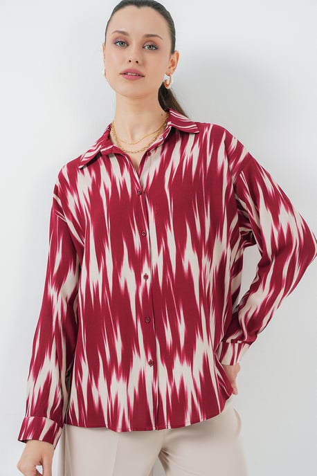 Muster Oversized Hemd mit Knopfverschluss - Image 3