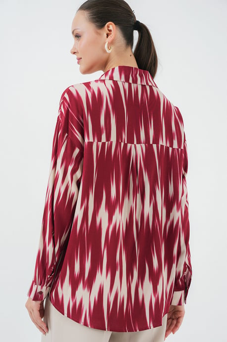 Muster Oversized Hemd mit Knopfverschluss - Image 5