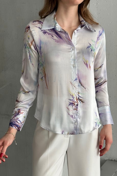 Strukturierte abstrakte Druckknopf-Bluse - Image 2