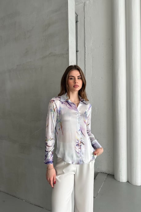 Strukturierte abstrakte Druckknopf-Bluse - Image 4