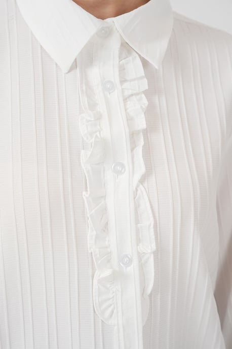 Rüschendetails Strukturierte Bluse - Image 4