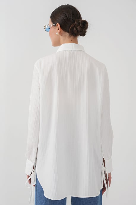 Rüschendetails Strukturierte Bluse - Image 5