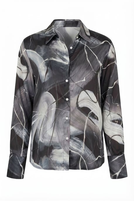 Abstraktes Print Hemd mit Knopfleiste - Image 5