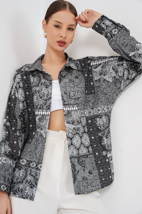 Übergroßes Paisley-Print Hemd mit Knöpfen - Image 1