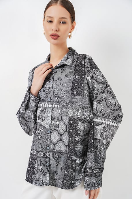 Übergroßes Paisley-Print Hemd mit Knöpfen - Image 3