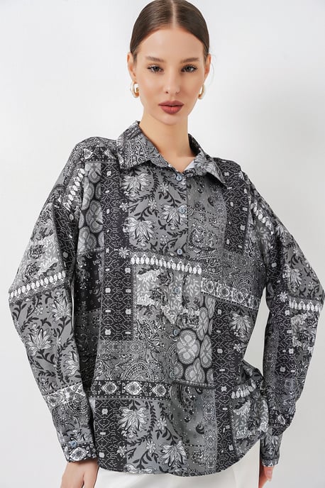 Übergroßes Paisley-Print Hemd mit Knöpfen - Image 5