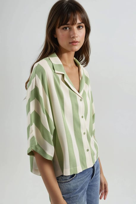 Entspannt geschnittenes gestreiftes Button-Up-Shirt - Image 3