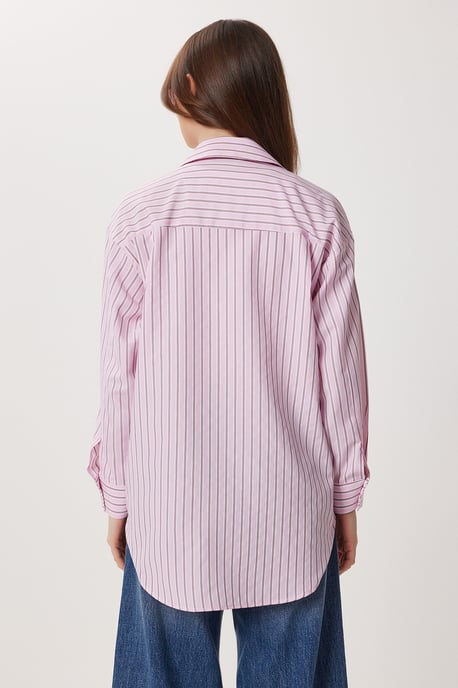 Übergröße Gestreifte Popelinebluse mit Stickerei - Image 5