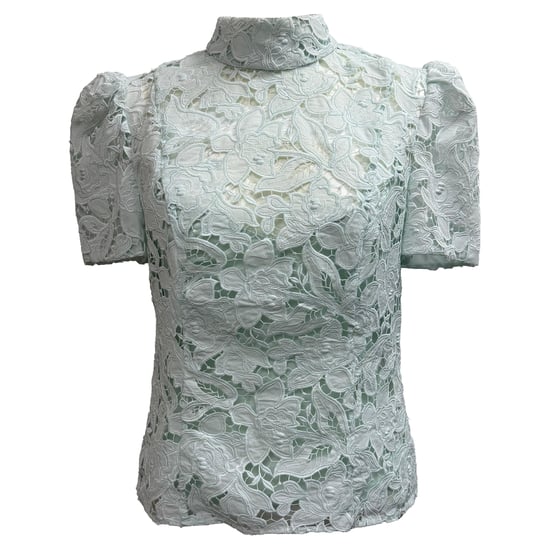 Zimmermann Natura High-Neck Spitze Bluse aus mintgrünem Polyester - Image 1