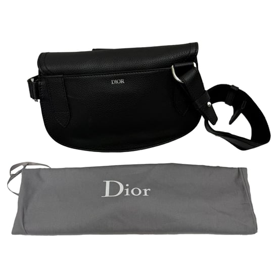 Dior Saddle Messenger Pouch aus schwarzem genarbtem Kalbsleder - Image 3