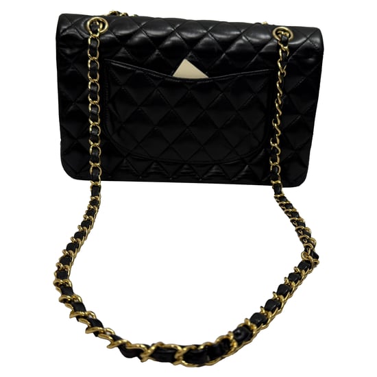 Chanel Medium Classic Double-Flap Schultertasche aus schwarzem Lammleder - Image 3