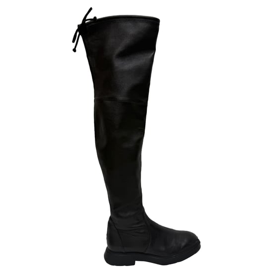 Stuart Weitzman Lowland Overknee-Stiefel aus schwarzem Leder - Image 1
