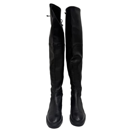 Stuart Weitzman Lowland Overknee-Stiefel aus schwarzem Leder - Image 2