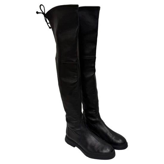 Stuart Weitzman Lowland Overknee-Stiefel aus schwarzem Leder - Image 5