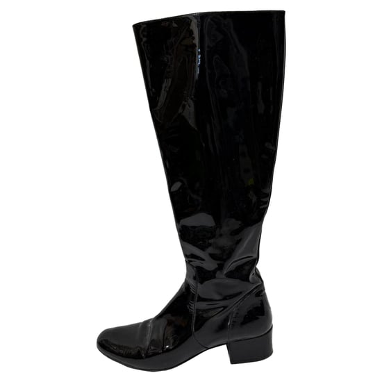 Saint Laurent Babies 40 Kniehohe Stiefel aus schwarzem Lackleder - Image 4
