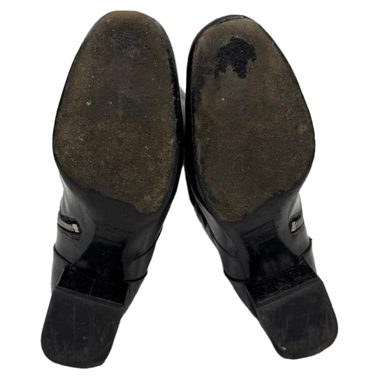 Saint Laurent Babies 40 Kniehohe Stiefel aus schwarzem Lackleder - Image 6