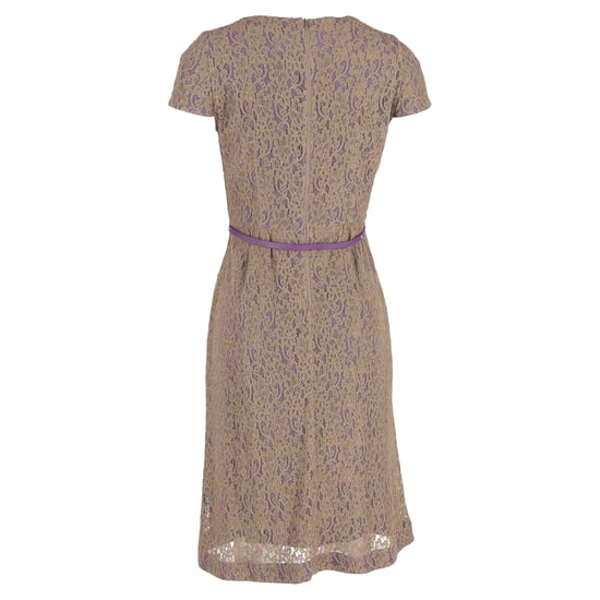 Max Mara Midikleid aus braunem Polyester mit Gürtel und Spitze - Image 3