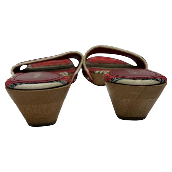 Prada gemusterte Holz-Pantoletten aus mehrfarbigem Baumwollstoff - Image 3