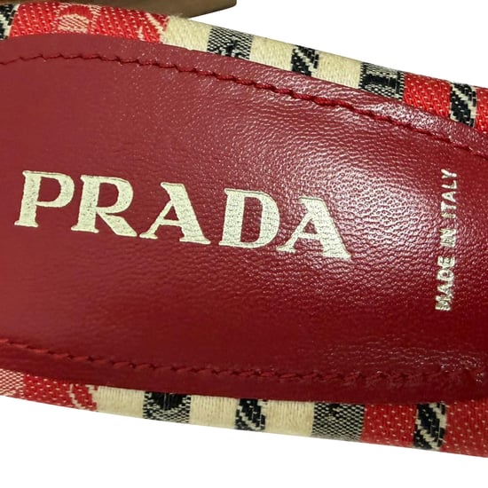 Prada gemusterte Holz-Pantoletten aus mehrfarbigem Baumwollstoff - Image 6