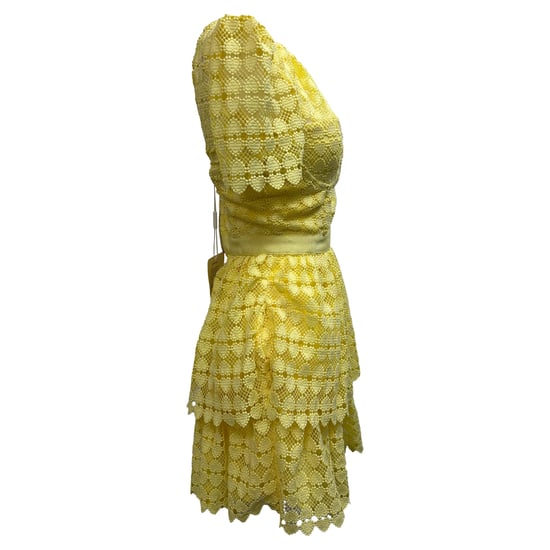 Self-Portrait Herz-Spitzen-Minikleid aus gelbem Polyester - Image 2