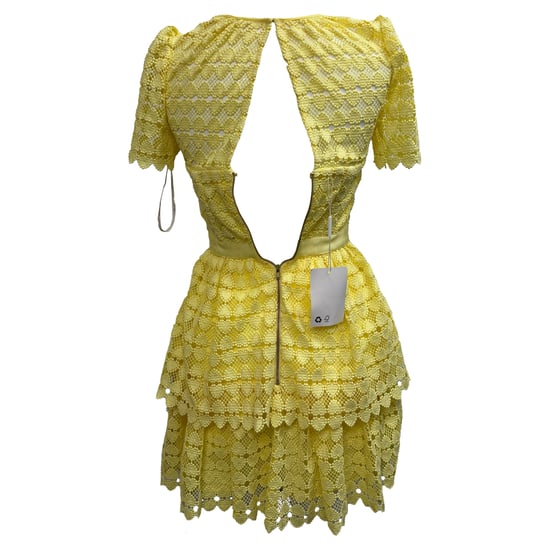 Self-Portrait Herz-Spitzen-Minikleid aus gelbem Polyester - Image 3