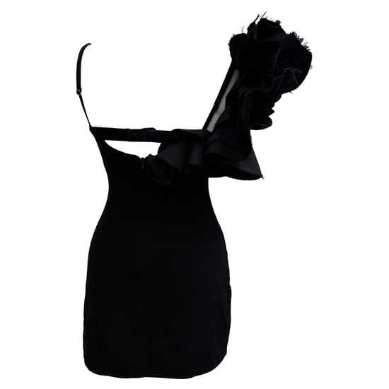 Jacquemus Le Raphia Duna Rüschenshirt Mini-Kleid aus schwarzer Wolle - Image 3