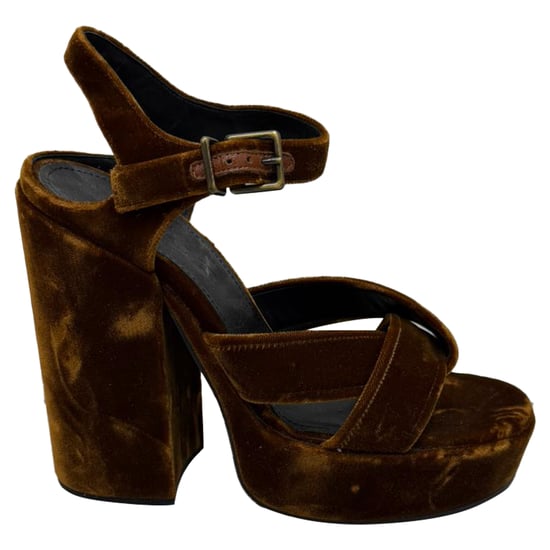 Jil Sander Plateau-Sandalen mit gedrehtem Design aus braunem Samt - Image 1