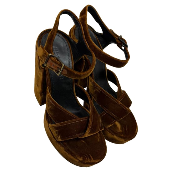 Jil Sander Plateau-Sandalen mit gedrehtem Design aus braunem Samt - Image 5