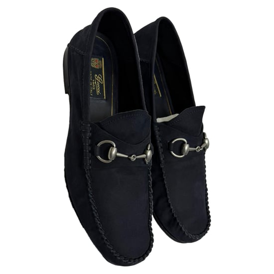 Gucci 1953 Horsebit Convertible Loafers in Navy Blue Suede - Image 5