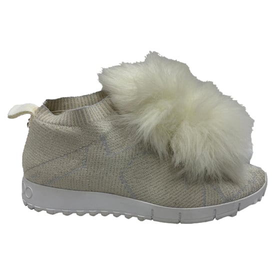 Jimmy Choo Norway Pom Pom Sneakers in Weißem Lurex - Image 1