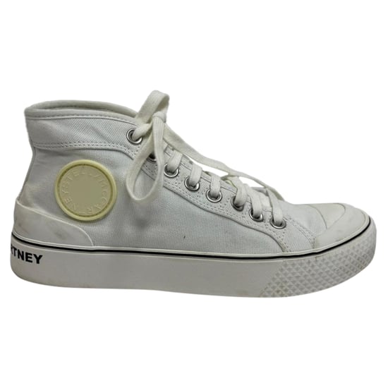 Stella McCartney Logo Accent High-Top-Sneaker aus weißem Canvas - Image 1