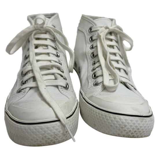 Stella McCartney Logo Accent High-Top-Sneaker aus weißem Canvas - Image 2