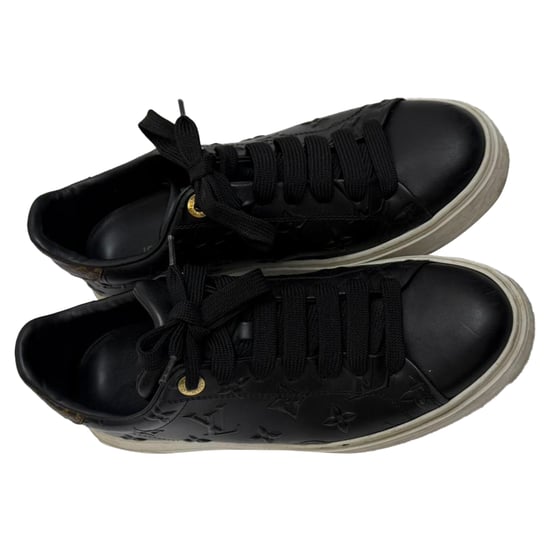Louis Vuitton Monogram Time Out Sneakers aus schwarzem Leder - Image 5