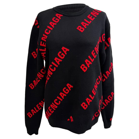Balenciaga Allover-Logo-Pullover aus schwarzer Baumwolle - Image 1