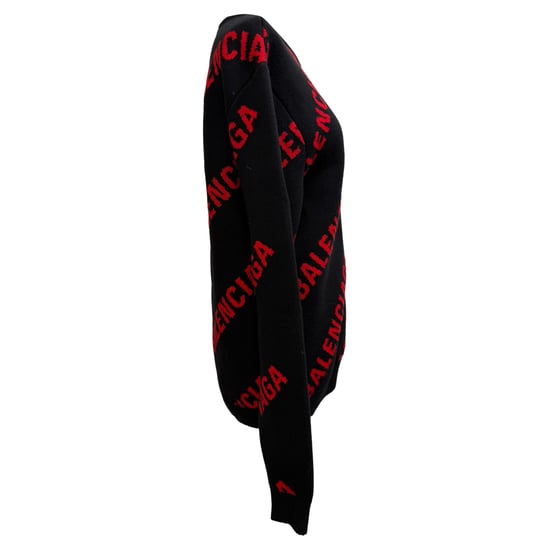 Balenciaga Allover-Logo-Pullover aus schwarzer Baumwolle - Image 2