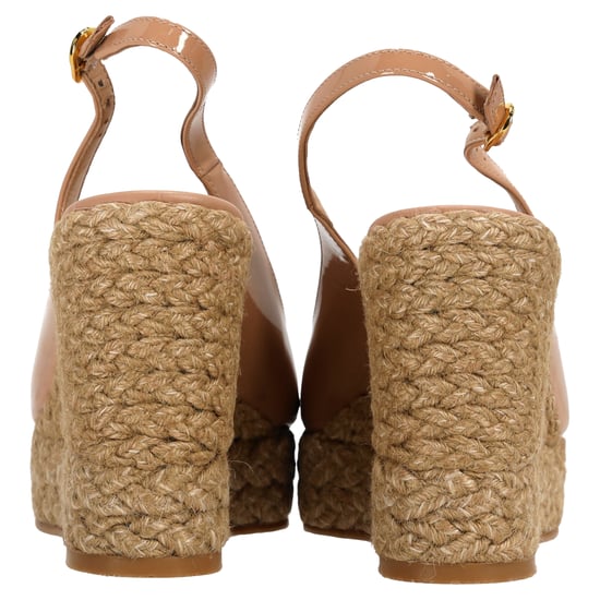 Stuart Weitzman Island Slingback Espadrille Sandalen aus beigem Lackleder - Image 3