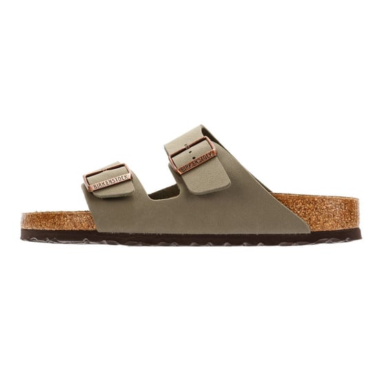 Herren Womens Birkenstock Arizona Birko Flor Nubuck Stein Sandalen - (Grau) - Image 6