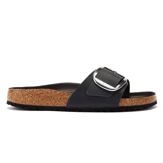 Einkaufen Für Madrid Große Schnalle Geöltes Leder Damen Sandalen Schwarz. - Image 4
