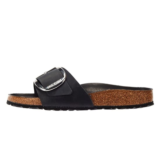 Einkaufen Für Madrid Große Schnalle Geöltes Leder Damen Sandalen Schwarz. - Image 5